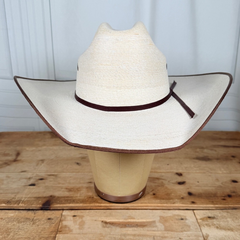 Atwood 5X Hereford Low Crown Straw Cowboy Hat Sz 7 Long Oval Chocolate Edge